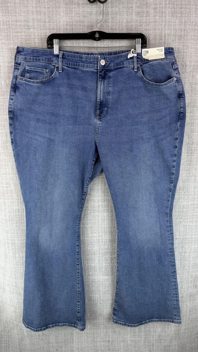 A.n.a Jeans Womens 22W Blue Medium Wash High Rise Flared Slim Stretch Pockets